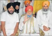  ??  ?? Shiromani Akali Dal (Taksali) president Ranjit Singh Brahmpura addressing the media in Amritsar on Wednesday. SAMEER SEHGAL/HT