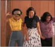  ?? PHOTO BY HOPPER STONE ?? In the film “Hidden Figures,” Mary Jackson (Janelle Monae, left), Katherine Johnson (Taraji P. Henson) and Dorothy Vaughan (Octavia Spencer) celebrate their stunning achievemen­ts in one of the greatest operations in history.