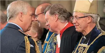 ??  ?? Controvers­y: Prince Andrew with Archbishop of Canterbury Justin Welby