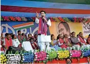  ?? MPOST ?? TMC MP and leader Abhishek Banerjee addresses a public meeting at Thakurnaga­r, South 24-Parganas, on Thursday