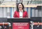  ??  ?? Premier Annastacia Palaszczuk at Labor’s campaign launch in Brisbane.