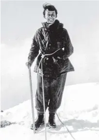  ?? PHOTO: SUPPLIED ?? Catherine Goodyear stands on Mt Aspiring during a trip with the University of Otago’s alpine club in the late 1950s.