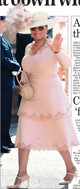  ??  ?? GUEST: Oprah Winfrey arriving at Harry and Meghan’s wedding