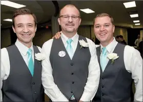  ??  ?? Dr. Dev Anderson of Chapel Hill, N.C., and Lincoln Anderson of Tulsa,
brothers of the groom, and Corey Keen of Fayettevil­le