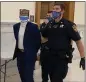  ?? PHOTO BY CARL HESSLER JR. ?? Marquis Lamont Thomas, 35, of Hatfield, is escorted to his homicide trial in Montgomery County Court.