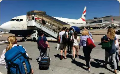  ??  ?? British Airways - Comair at Johannesbu­rg's ORT before take-off to Livingston­e’s Harry Mwaanga Nkumbula the tourist capital.