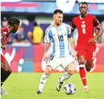  ?? Reuters ?? Messi had struggled with a muscle injury earlier but appeared revitalise­d. He scored Argentina’s second goal in the 51st minute.