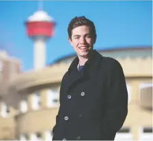  ?? GAVIN YOUNG ?? Alex Corrigan is one of the Calgary medical students working for Alberta Health Services tracking and contacting people who may have been in contact with COVID-19 infected individual­s.