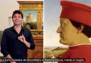  ??  ?? Il video
Uno dei video con l’attore davanti al Doppio ritratto dei duchi di Urbino