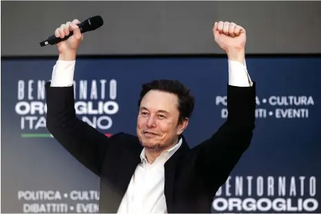 ?? EPA ?? Almost all of Elon Musk’s fortune is tied to Tesla’s stock, which surged 129.8 per cent in 2023, trading at $248.48 on Friday