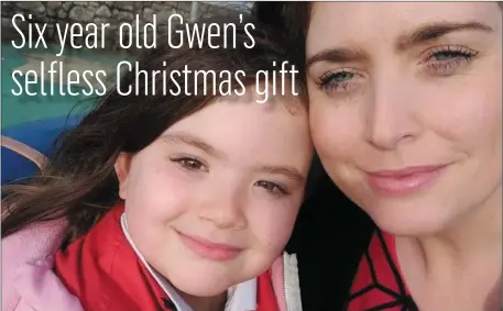  ??  ?? ABOVE: Liz Forde pictured with her daughter Gwen and RIGHT: Six year old Gwen pictured with her bicycle that she selfelessl­y decided to donate to a child in need this Christmas.