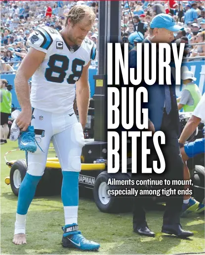  ?? | GETTY IMAGES ?? Panthers tight end Greg Olsen is out with a broken foot. He hasn’t missed a game because of injury in 11 seasons.