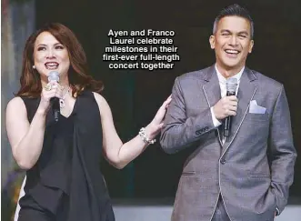  ??  ?? Ayen and Franco Laurel celebrate milestones in their first-ever full-length concert together