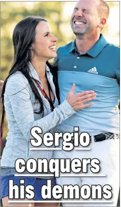  ?? Getty Images ?? LOVING LIFE: Sergio Garcia celebrates his Masters victory with fiancée Angela Akins.