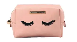  ??  ?? Poppy & Peonies Lashes Pouch in pink is among the trendy, practical offerings of the brand. Most items are priced under $100.
