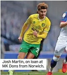  ?? ?? Josh Martin, on loan at MK Dons from Norwich.