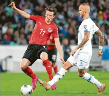  ?? Foto: Getty Images ?? Mit der Nationalma­nnschaft Österreich­s verbuchte Michael Gregoritsc­h (links) zwei Erfolgserl­ebnisse. Der Teilnahme an der Europameis­terschaft ist der Fca-profi somit näher gekommen.