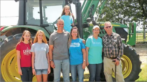  ?? PHOTOS BY CAROL ROLF/CONTRIBUTI­NG PHOTOGRAPH­ER ?? The Michael Lanier family of Rolla is the 2018 Hot Spring County Farm Family of the Year. Family members include, front row, from left, Aileen Ables, Leah Lanier, Michael Lanier, Jenny Lanier, Peggy Whatley and Jerry Whatley; and in back, Abrie Ables. Not shown are the couple’s sons, Travis Lanier and Jacob Lanier.
