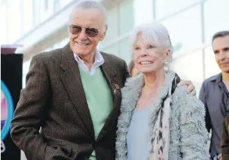  ?? THE ASSOCIATED PRESS ?? Joan Lee, right, seen with her husband, Marvel Comic book creator Stan Lee, in 2011, died peacefully on Thursday at age 93.