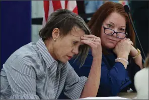  ?? AP/South Florida Sun-Sentinel/JOE CAVARETTA ?? Judges Betsy Benson (left) and Deborah Carpenter Toye, of the canvassing board, react to an 11th hour paperwork delay on Sunday, at the Broward Supervisor of Elections office in Lauderhill, Fla.