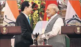  ?? RAJ K RAJ/HT PHOTO ?? Prime Minister Narendra Modi with Vietnam President Tran Dai Quang prior to a meeting and agreement signing, during a joint press statement, at Hyderabad House, in New Delhi on Saturday.