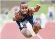  ??  ?? ITUAH ENAHORO, Leichtathl­et des TSV Bayer Dormagen, belegte bei den Deutschen Hallenmeis­terschafte­n Platz zwei im Weitsprung der Männer. 01379/88 66 15 – 01