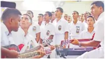  ?? Picture: JOVESA NAISUA ?? The Marist Brothers High School choir sings hymns during the Education Sunday mass at the Sacred Heart Cathedral in Suva yesterday.