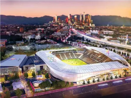  ?? AFP/VNA Photo ?? NEW VENUE: A rendering that shows the Banc of California Stadium, which is being built in Exposition Park. The arena will be one of multiple locations in the Los Angeles area that will be repurposed for the 2028 Olympic Games.