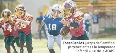  ??  ?? Continúan los juegos de Semifinal pertenecie­ntes a la Temporada Infantil 2018 de la AFAIS.