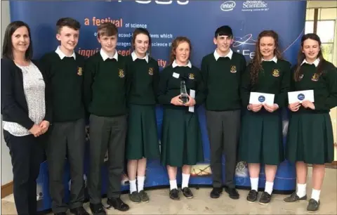  ??  ?? Catherine Doyle with FCJ students Ciara Carroll, Clonegal; Adam Jordan Kelly, Boolavogue; Kate Kirwwan, Kildavin; Lorna Murphy, Ferns; Michael O’Brien, Ferns; Niamh O’Dowd, Camolin, Neal Redmond, Bunclody and Steve Warren, Ferns.