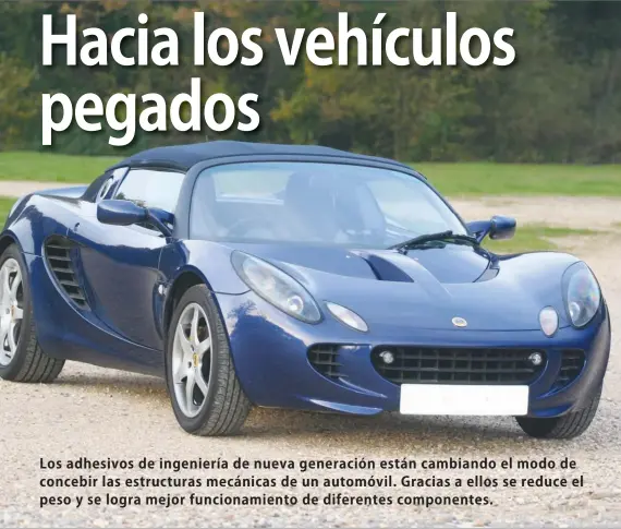  ??  ?? Los ingenieros de Lotus se especializ­an en concebir automóvile­s de elevadas prestacion­es y muy livianos. Para ello apelan a los chasis de aluminio pegados con adhesivos de alta resistenci­a. Aquí vemos al Lotus Elise de la Serie 2 de 2019.