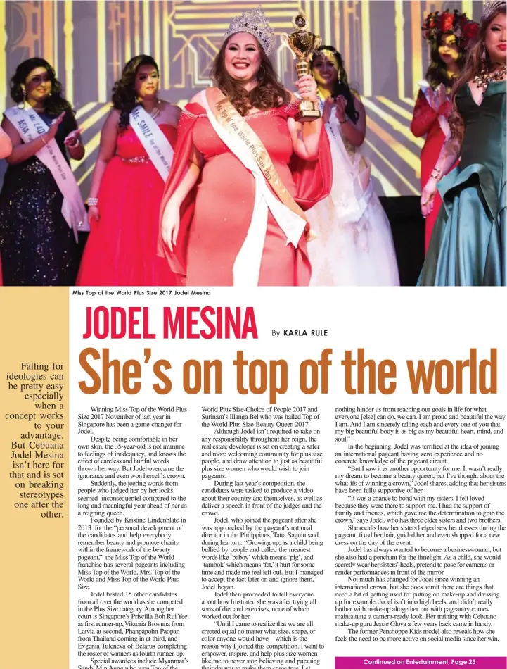  ??  ?? Miss Top of the World Plus Size 2017 Jodel Mesina