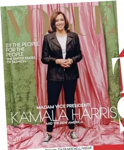 ?? VOGUE Picture: TYLER MITCHELL/ ?? In Vogue: U.S. Vice-President elect Kamala Harris wears Converse