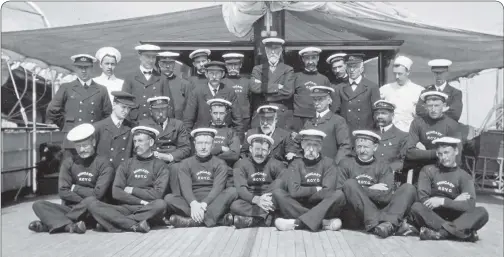  ??  ?? Charles Dunell Rudd, back row, centre, with the crew of the Mingary.