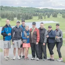  ??  ?? Pictured, from left, are platinum sponsor Lumina Management Consultant­s team Bryan Krause, Darryle Hawkings, Jason Braun, Kyla Lawson, Eric Inthof, Aaron Gill, Sonja Sage and Deanna Ott. The SRO tournament raised an impressive $277,500 for Inn from the...