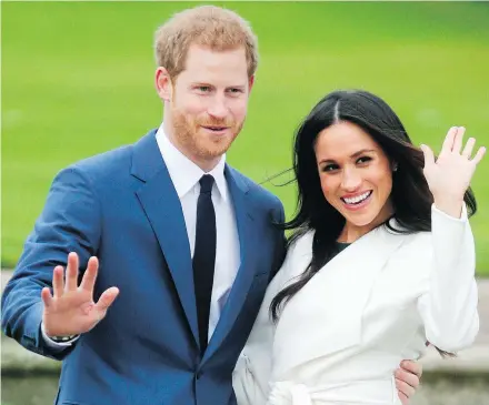  ?? — GETTY IMAGES FILES ?? Britain’s Prince Harry and his fiancée, American actress Meghan Markle, are not traditiona­l royals, and all the signs point to them doing it their way when they tie the knot in 11 weeks.