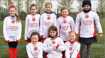  ?? Picture Ken Finegan/NEWSPICS ?? The Rock Celtic team who took part in the Louth School Girls Bl League blitz in Muirhevnam­ór.