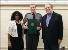  ?? SUBMITTED PHOTO ?? Pictured (from left to right): Laurie Shannon-Bailey, Founder &amp; CEO of the Coatesvill­e Area Juvenile Justice Alliance; Lieutenant Nicole Palmer, Commander of the Staff Services Section Pennsylvan­ia State Police Troop J; and state Senator Andy Dinniman at the recent National Juvenile Justice Week event held at the Chester County Public Training Safety Campus.