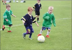  ??  ?? Some of the young players in action at the Bridgewate­r Centre Park.