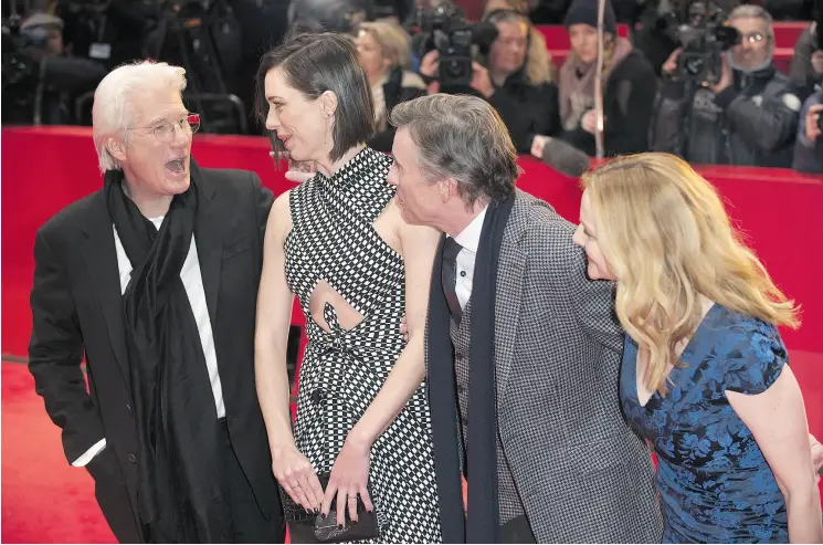  ??  ?? From left, The Dinner cast members Richard Gere, Rebecca Hall, Steve Coogan and Laura Linney attend the 67th Internatio­nal Berlin Film Festival. The film, directed by Oren Moverman, stars Coogan as a middle-aged husband and father suffering from mental...