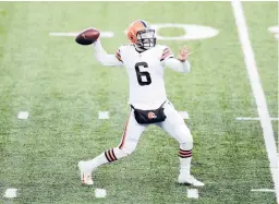  ?? ADAM HUNGER ?? Just a few weeks ago, Baker Mayfield and the Browns seemed a shoo-in for a playoff berth. With a loss Sunday, they could complete a mammoth collapse.