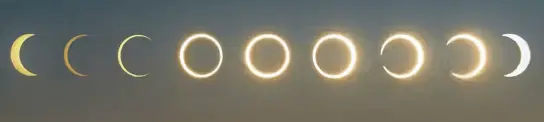  ?? UNSPLASH ?? A composite photograph of the solar eclipse on Dec. 26, 2019 in Liwa, United Arab Emirates.