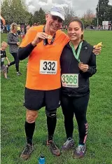  ??  ?? Dick’s all smiles after the Hamilton Half Marathon with Nicole.