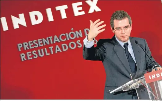  ?? J. J. GUILLÉN / EFE ?? El vicepresid­ente y consejero delegado de Inditex, Pablo Isla, en una presentaci­ón de resultados.