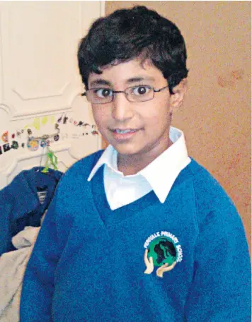  ??  ?? Karanbir Cheema suffered a severe reaction and went into anaphylact­ic shock after the incident involving another pupil