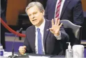  ?? PATRICK SEMANSKY AP ?? FBI Director Christophe­r Wray testifies before the Senate Judiciary Committee on Tuesday.