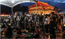  ?? Protesters. Photograph: Ann Wang/Reuters ?? A vigil was held Taipei to commemorat­e the 33rd anniversar­y of Beijing's crackdown on