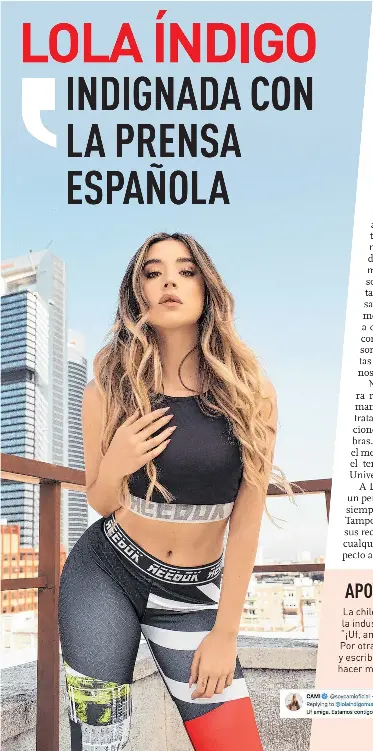 LOLA NDIGO INDIGNADA CON LA PRENSA ESPA OLA PressReader