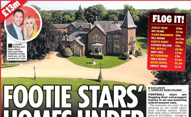  ??  ?? ■
LUXURY: Ashley and Dawn Ward have put their Cheshire home, main pic, on the market for £13m