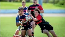  ?? LUZ ZUNIGA/STUFF ?? Winger Isaiah Gabriel scored two of Tasman’s four tries in their 34-15 win over Canterbury Metro.